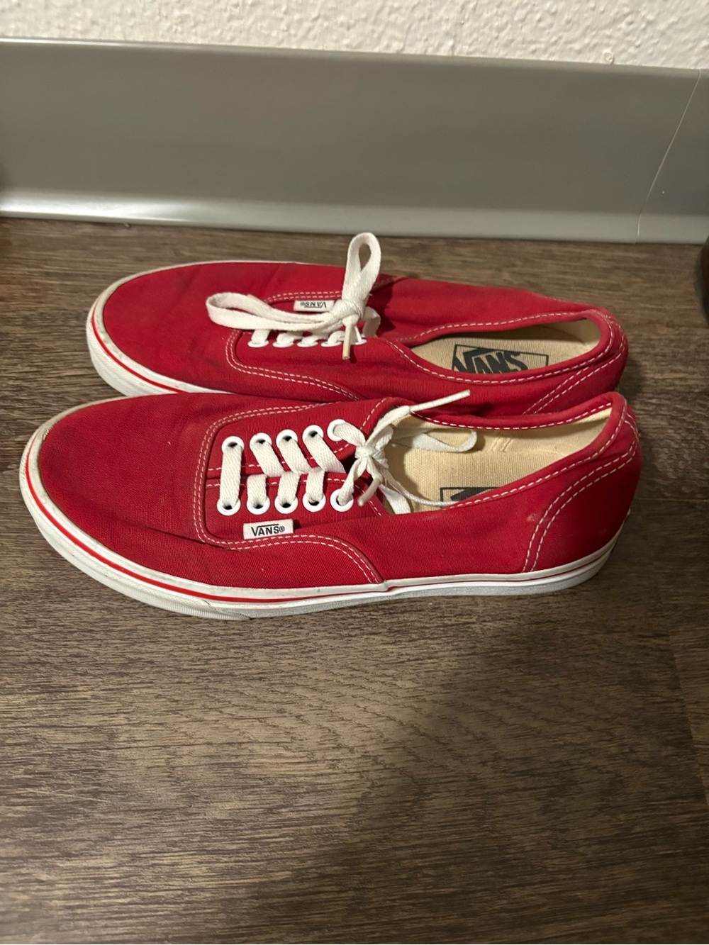 Vans Red Canvas Low-Top Sneakers with White Accents